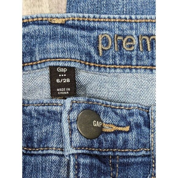 Gap Womens Size 6 / 28 Super Skinny Distressed Cropped Premium Denim Blue Jeans - Picture 4 of 12